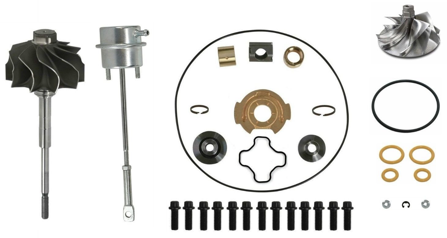 SPOOLOGIC Turbo Rebuild Kit Billet Wheel Turbine Shaft Wastegate Actuator