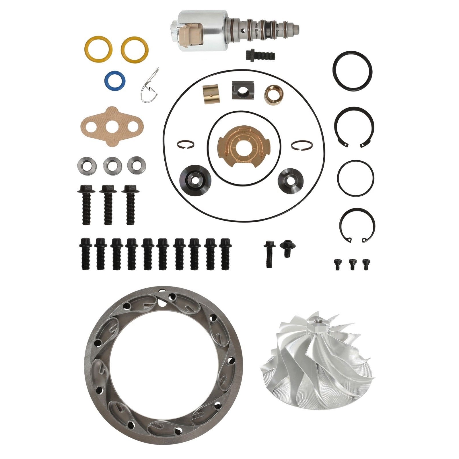 SPOOLOGIC Turbo Rebuild Kit 11 Billet Wheel Unison Ring 15mm Vanes VGT Solenoid